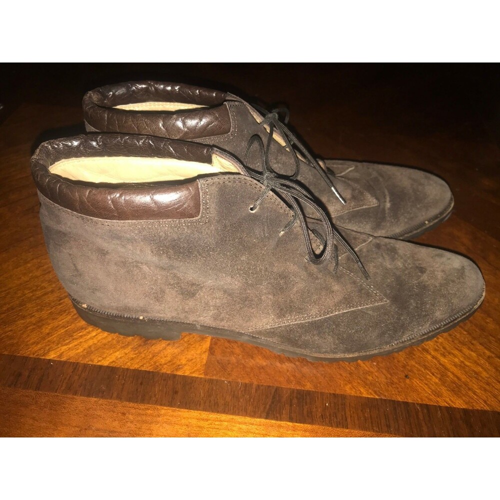 Salvatore Ferragamo Brown Suede Short Boots w/Knit on Ankles Size 7 N